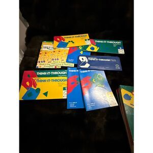 Vintage Think It Through Tile Set Discovery Toys w/ 22 books Learning System Lot